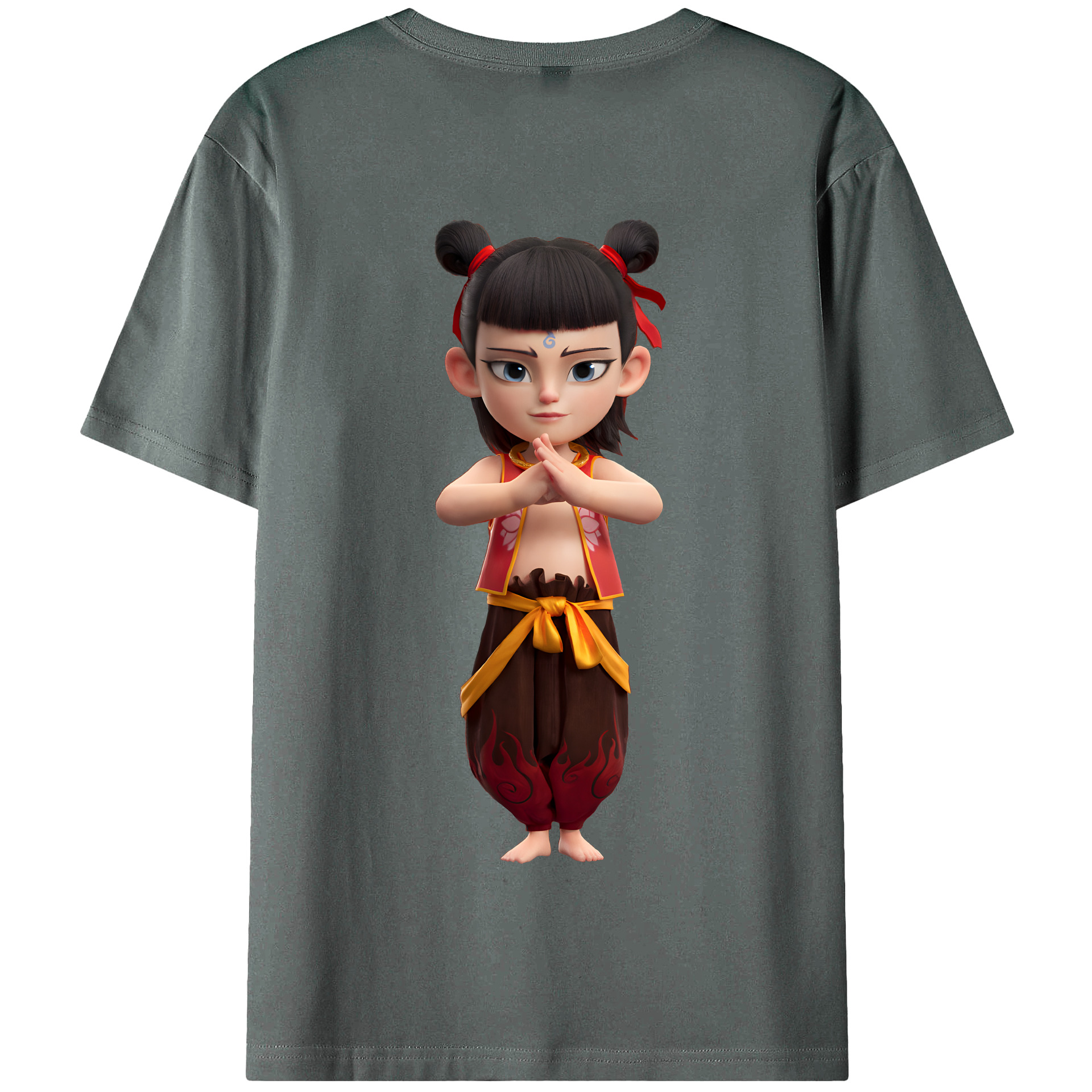 （画像用） Ne Zha 2 ナタ 魔童の大暴れ 綿100％半袖Tシャツ（背面プリント）